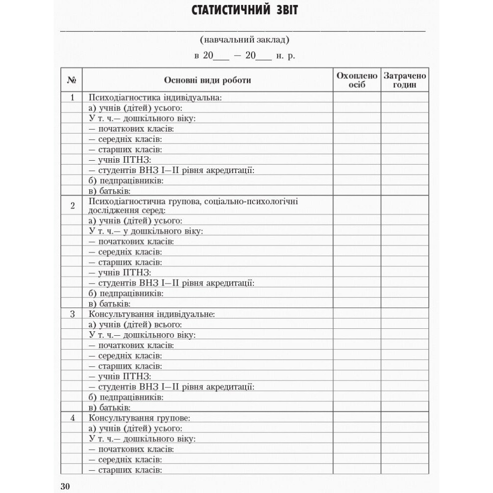 Журнал щоденного обліку роботи практичного психолога (соціального педагога) Ранок Журнал щоденного обліку роботи практичного психолога (соціального педагога) Ранок