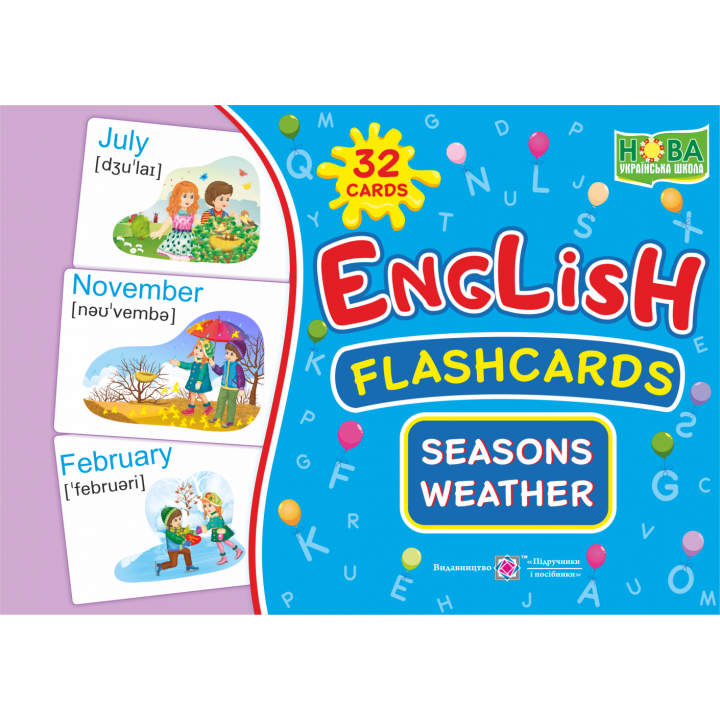НУШ Набір карток англійською мовою Підручники і посібники English: flashcards. Seasons. Weather Пори року. Погода