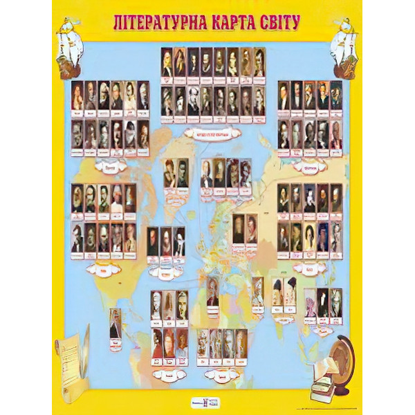 Плакат шкільний: Літературна карта світу