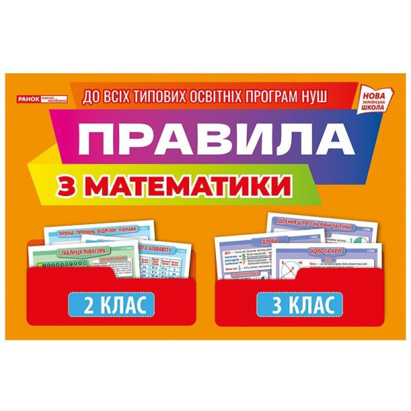 Правила з математики 2-3 клас. Демонстраційний матеріал Ранок/Наочні посібники
