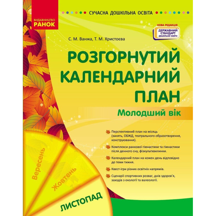 Сучасна дошкільна освіта Ранок Розгорнутий календарний план ЛИСТОПАД Молодший вік (2024 рік)