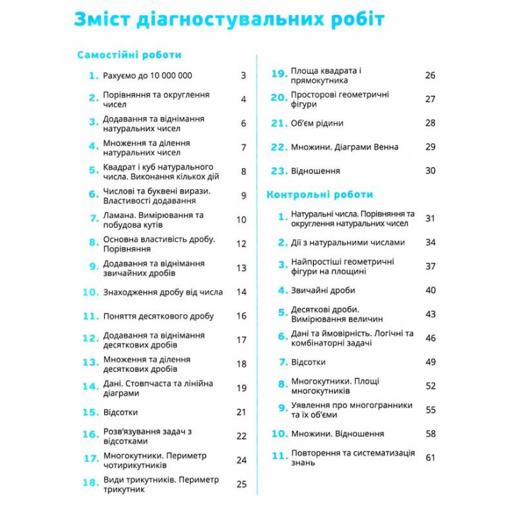 НУШ Самостійні та контрольні роботи Лінгвіст Математика 5 клас Радченко