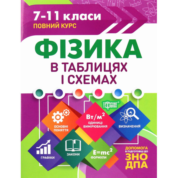 Таблиці та схеми Торсінг Фізика в таблицях і схемах 7-11 класи до ЗНО та ДПА (Олена Дудінова)