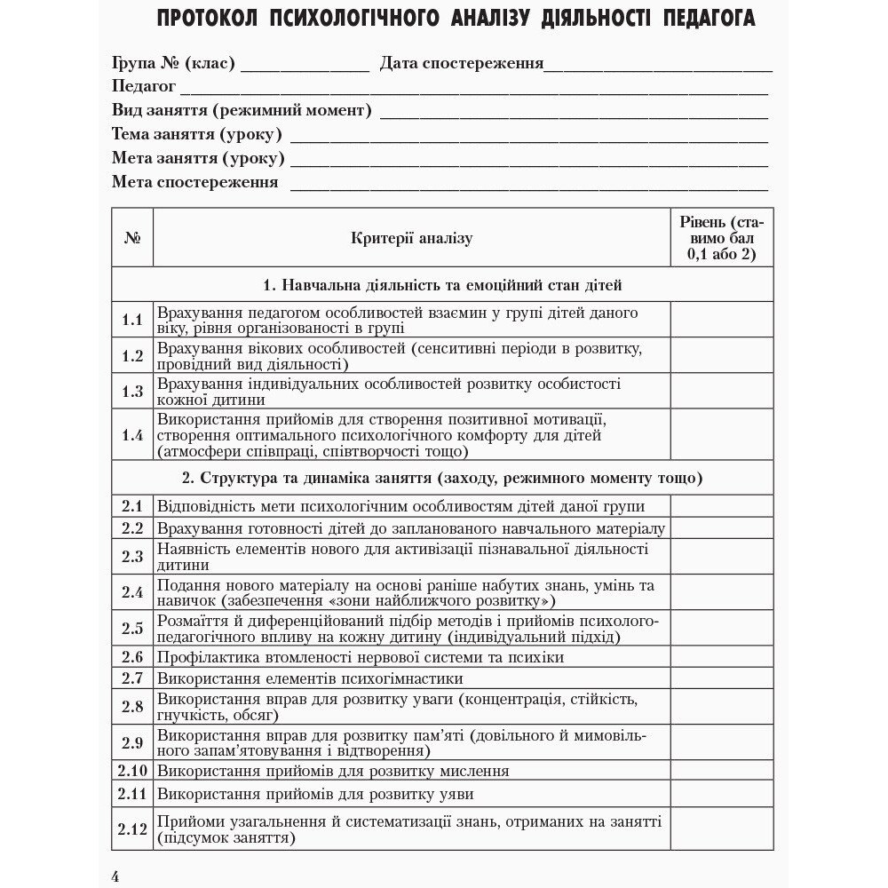 Журнал спостережень і психологічного аналізу діяльності педагогів практичним психологом (соціальним педагогом) Ранок Журнал спостережень і психологічного аналізу діяльності педагогів практичним психологом (соціальним педагогом) Ранок