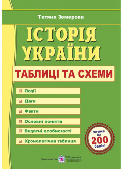 Підготовка до ЗНО Пiдручники i посiбники Історія України Таблиці і схеми Земерова Т. (2024 рік)