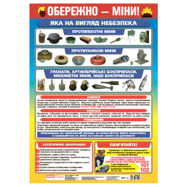 Плакат Обережно - міни! Ранок