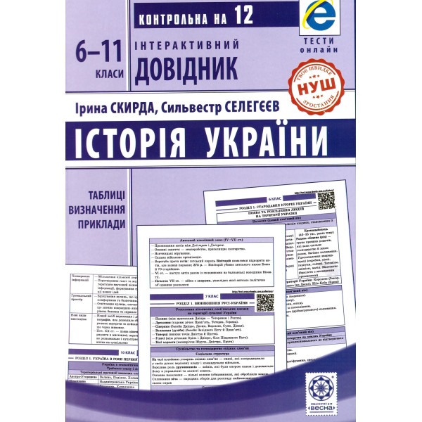 НУШ Інтерактивний довідник Весна Історія України 6-11 клас + онлайн тести 2025 рік Скирда